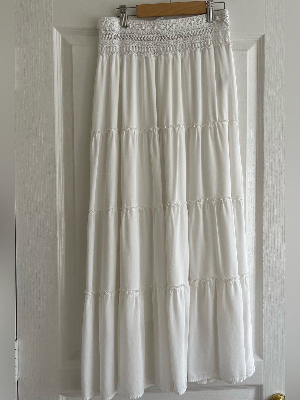 Sincerely Jules White Tiered Maxi Skirt with Smocked Waist